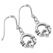 Plain Silver Claddagh Dangle Earrings, ep262h